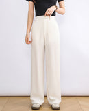 Elegant high waisted slim straight leg trousers, crafted from soft and breathable premium fabric, perfect for office wear and minimalism, showcasing a relaxed silhouette.