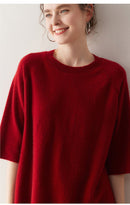 Cashmere Knitted Three-Quarter Sleeve Loose Sweater