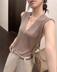 Lightweight V-Neck Sleeveless Knit Vest