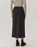 High-Waisted Stretch Wool Skirt