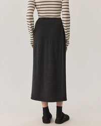High-Waisted Stretch Wool Skirt
