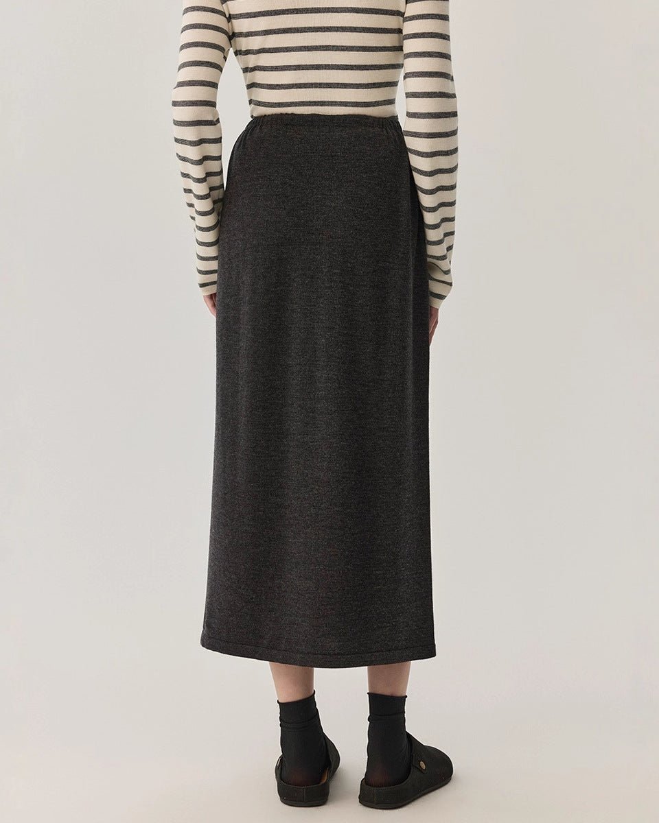 High-Waisted Stretch Wool Skirt