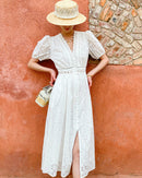 Pure Cotton High-Waisted Button-Down Dress