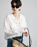 Loose-Fit Long-Sleeve V-Neck Linen Shirt