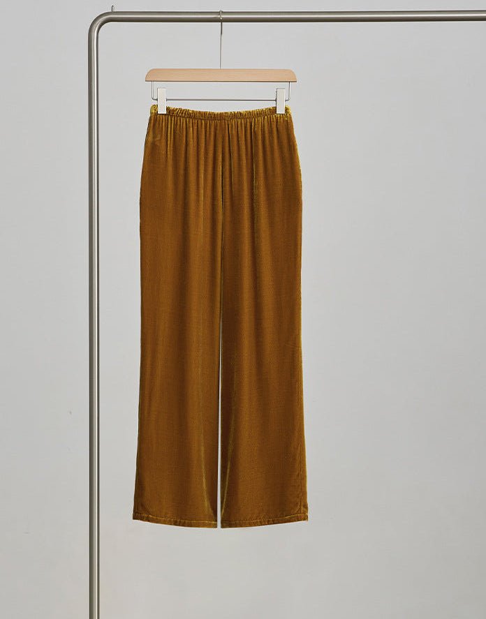 High-Waisted Wide-Leg Silk Velvet Pants
