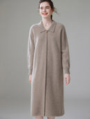 Cashmere Polo Collar Knitted Loose Long Dress