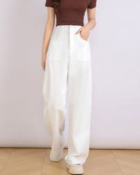 Casual High-Waisted Straight-Leg Pants