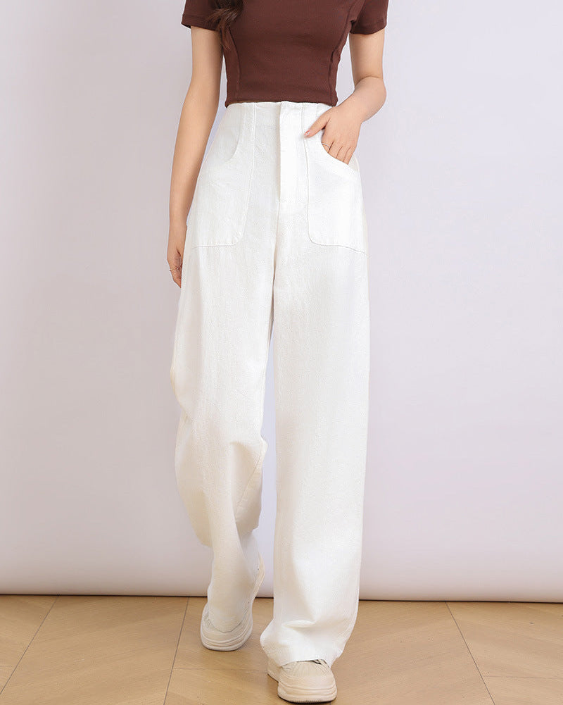 Casual High-Waisted Straight-Leg Pants