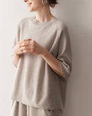 Cashmere Knitted Three-Quarter Sleeve Loose Sweater