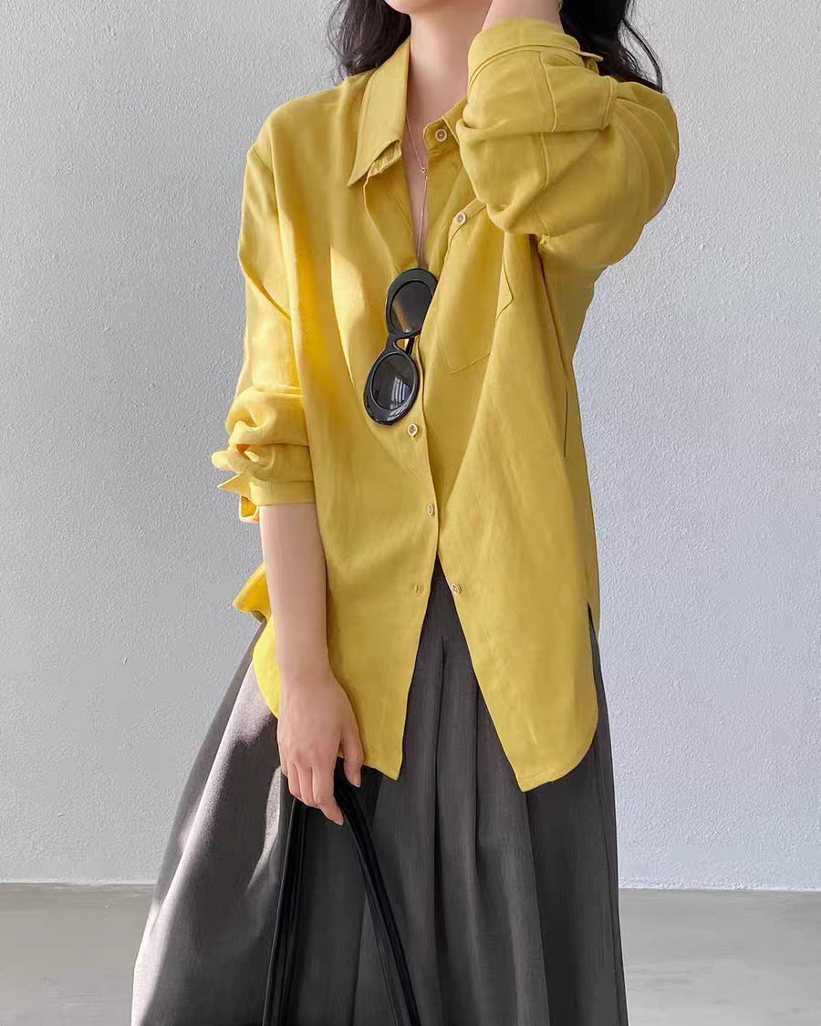 Loose-Fit Linen-Blend Button-Down Shirt