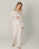 Long-sleeved Shirt & Pants Satin Pajamas Set