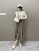 High-Waisted Soft A-Line Cashmere Skirt