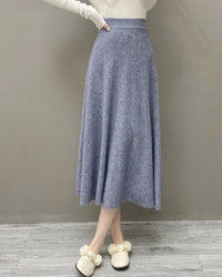 High-Waisted Soft A-Line Cashmere Skirt