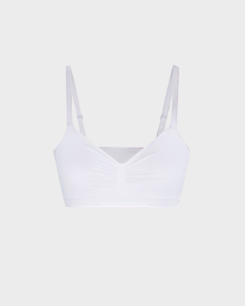 Front-Ruched V-Neck Wireless Bralette