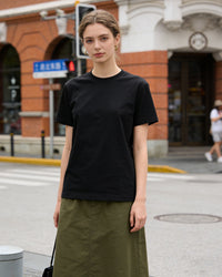 Crew Neck Solid-Color Loose-FitT-Shirt