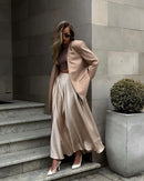 Elegant Satin High Waist Maxi Skirt