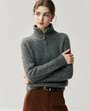 Cashmere Half-Zip Cable Knit Loose Sweater