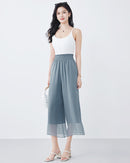 Casual Double-Layered Cropped Straight Leg Pants