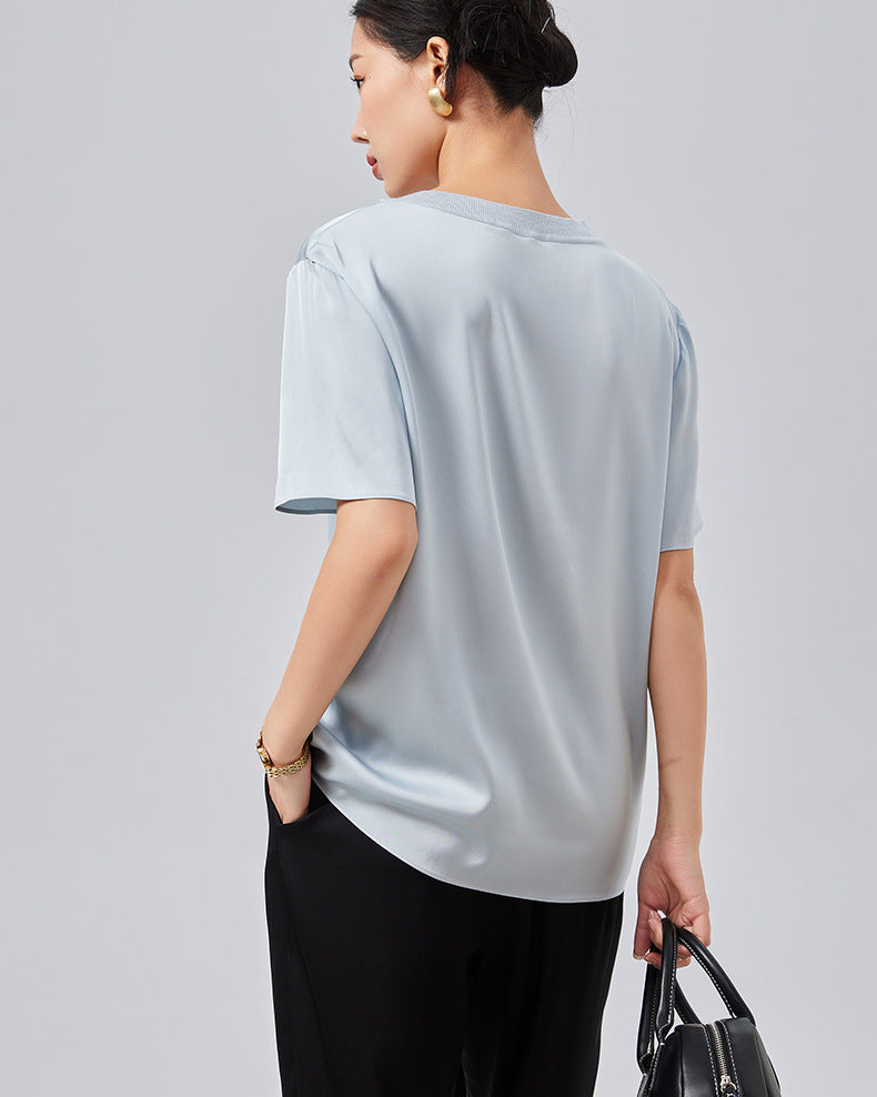 Solid Color Loose-Fitting Simple Top