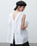 Ruffled V-Neck Button-Down Shirt
