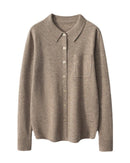 Wool & Cashmere Polo Collar Knit Sweater