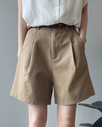 High-Waisted Loose-Fit Suit Shorts