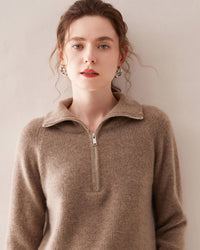 Half-Zip Thick Cashmere Wool Sweater