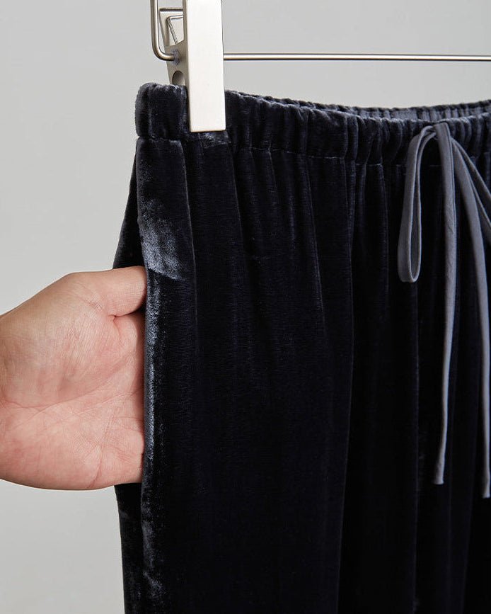 High-Waisted Wide-Leg Silk Velvet Pants