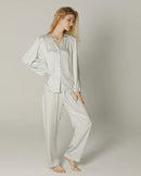 Long-sleeved Shirt & Pants Satin Pajamas Set