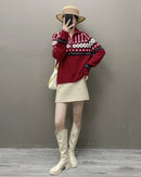 Cashmere Loose Half-Zip Casual Sweater