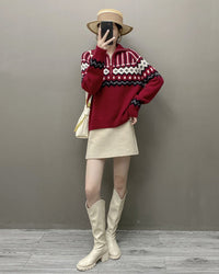 Cashmere Loose Half-Zip Casual Sweater