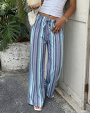 Striped Elastic Waist Wide-Leg Pants