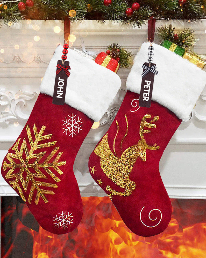 Reindeer Velvet Embroidered Christmas Stockings