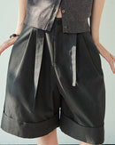 Loose-Fitting High-Waisted Tie-Up Shorts