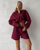 Simple Solid Color Cotton Casual Suit