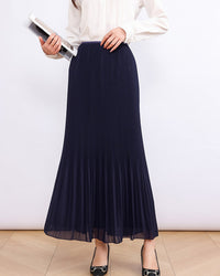 High-Waisted Comfortable Pleated Midi Skirt