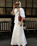 V-Neck Ruffled Short-Sleeved Skirt Set
