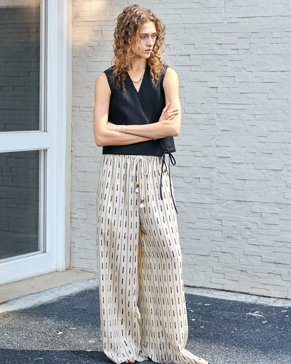 Tencel Linen Loose Straight-Leg Pants