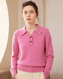 Cashmere Polo Collar Hedgehog Knit Sweater