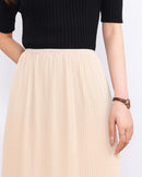 High-Waisted Comfortable Pleated Midi Skirt