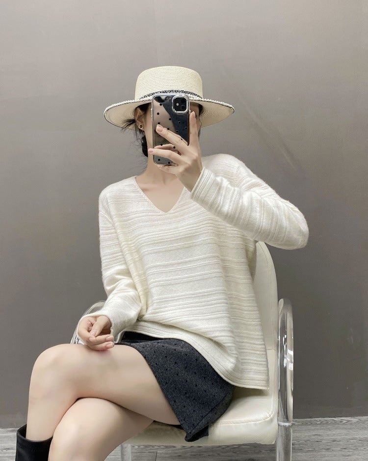Cashmere V-Neck Loose-Fitting Versatile Sweater
