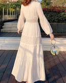 V-Neck Cutout Lace Beach Maxi Dress