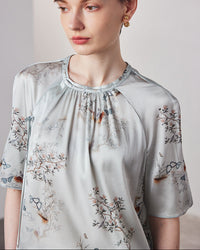 Loose-Fitting Breathable Satin Silk T-Shirt