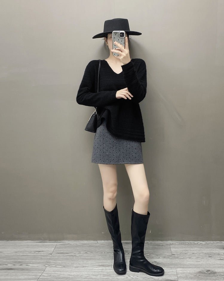 Cashmere V-Neck Loose-Fitting Versatile Sweater