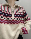 Cashmere Loose Half-Zip Casual Sweater