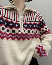 Cashmere Loose Half-Zip Casual Sweater