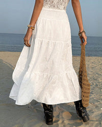 Elegant High-Waisted Slit Skirt