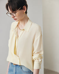 Simple Solid Color Silk Shirt