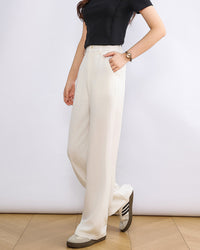 High-Waisted Slim Straight-Leg Trousers