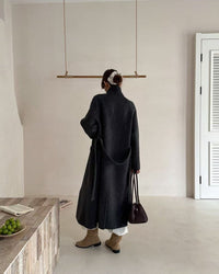 Long Stand-Up Collar Double-Faced Wool Coat